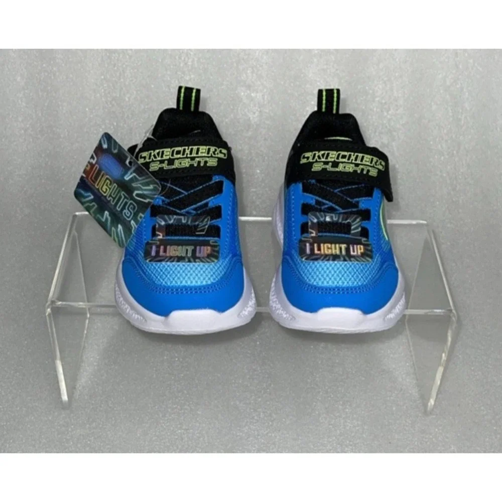 S Lights By Skechers Meteor‎ Krendox Sneakers Stretch Laces Toddler Boy Size 5